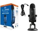 Logitech Blue Yeti Game Streaming Kit with Yeti USB Gaming Mic, Blue VO!CE Software, Exclusive Streamlabs Themes, Custom Blue Pop Filter, PC/Mac/PS4/PS5 - Blackout