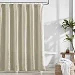 Brielle Home Billie 100% Cotton Shower Curtain 72 x 84 / Linen