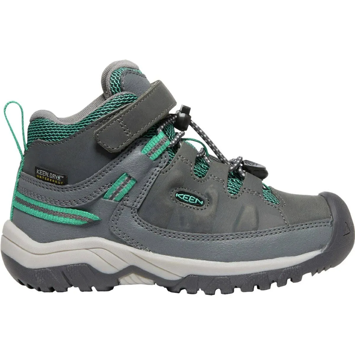 Keen Kids' Targhee Mid Waterproof Shoe - 11 - Steel Grey / Porcelain