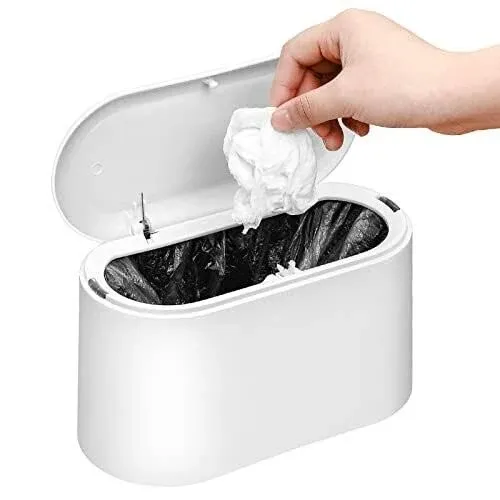 SUBEKYU Mini Desktop Wastebasket Trash Can, Plastic Small Tiny Office Countertop Garbage Can, White