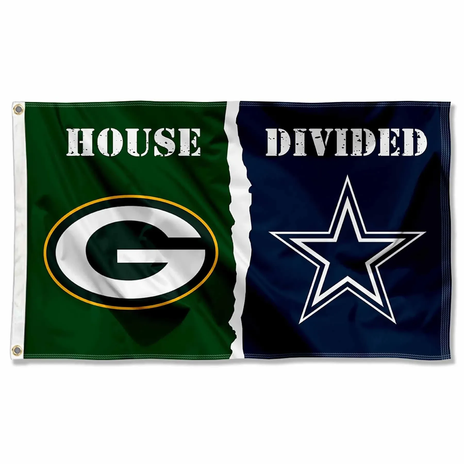 Packers and Cowboys House Divided Flag Rivalry Banner