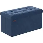 SONGMICS Storage Ottoman Bench, Foldable Ottoman Foot Rest, 15 x 43 x 15 Inches, End of Bed Bench, Storage Chest, Load up to 660 lb, for Living Room, Bedroom, Entryway, Midnight Blue ULSF277Q01