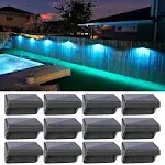 Aulanto Solar Fence Lights,Warm White and RGB Mode Solar Light for Fence,IP67 Waterproof Fence Lights Solar Powered,Solar Wall Lights Outdoor for