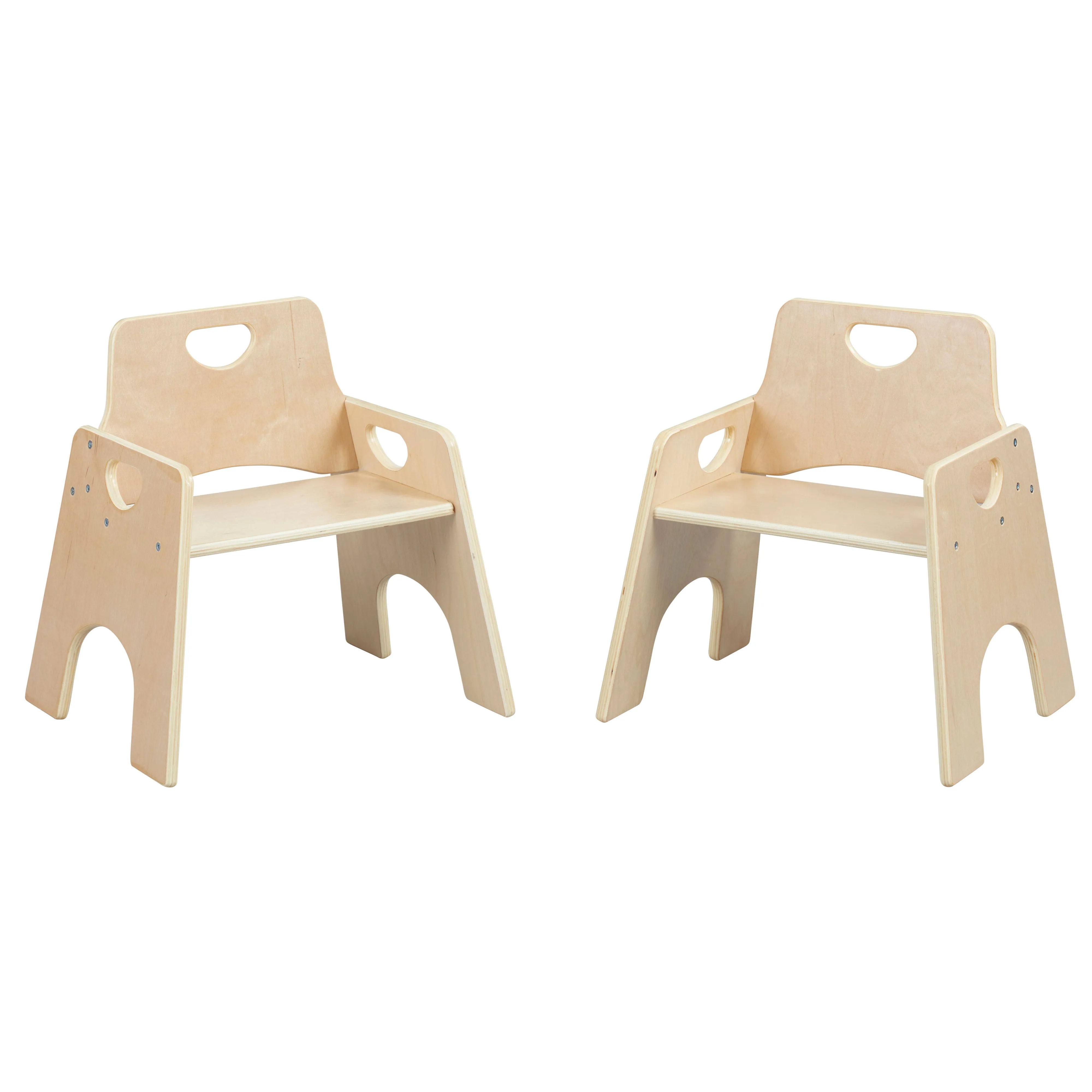 ECR4Kids Stackable Wooden Toddler Chair 10in 2-Pack Natural