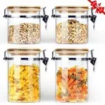 Borosilicate Glass Storage Jars w/Airtight Locking Lids 2x18oz