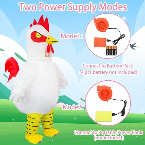 Inflatable Chicken Costume Adult Funny Halloween Costumes Blow up Chicken Costumes for Men Women Cosplay Party Easter