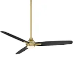 WAC Lighting Blitzen Indoor and Outdoor 3-Blade Smart Home Ceiling Fan 54in Soft Brass Matte Black with Remote Control works with Alexa and iOS or Android App (NO LED LIGHT KIT)