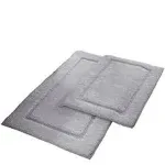 2-Pack Solid Loop with Non-Slip Backing Bath Mat Set Silver