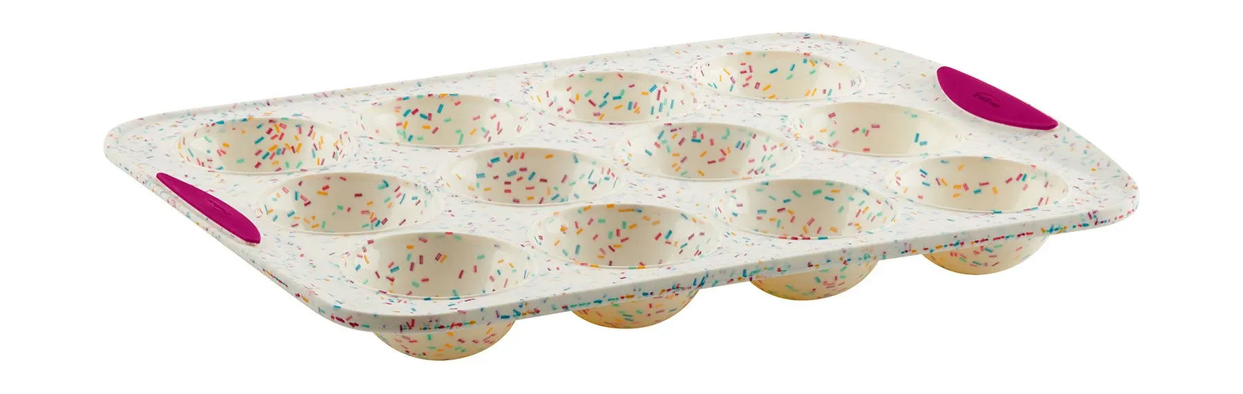 Trudeau Structure Silicone 12 Cavity Dome Cake Pan, Confetti/Fuchs<wbr/>ia