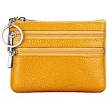 Women's Genuine Leather Coin Purse Mini Pouch Change Wallet with Keychain