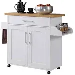 Hodedah Kitchen Island with Spice Rack plus Towel Holder