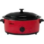 NESCO 4816-12, Roaster Oven with Porcelain Cookwell, Red, 6 quart, 750 ad