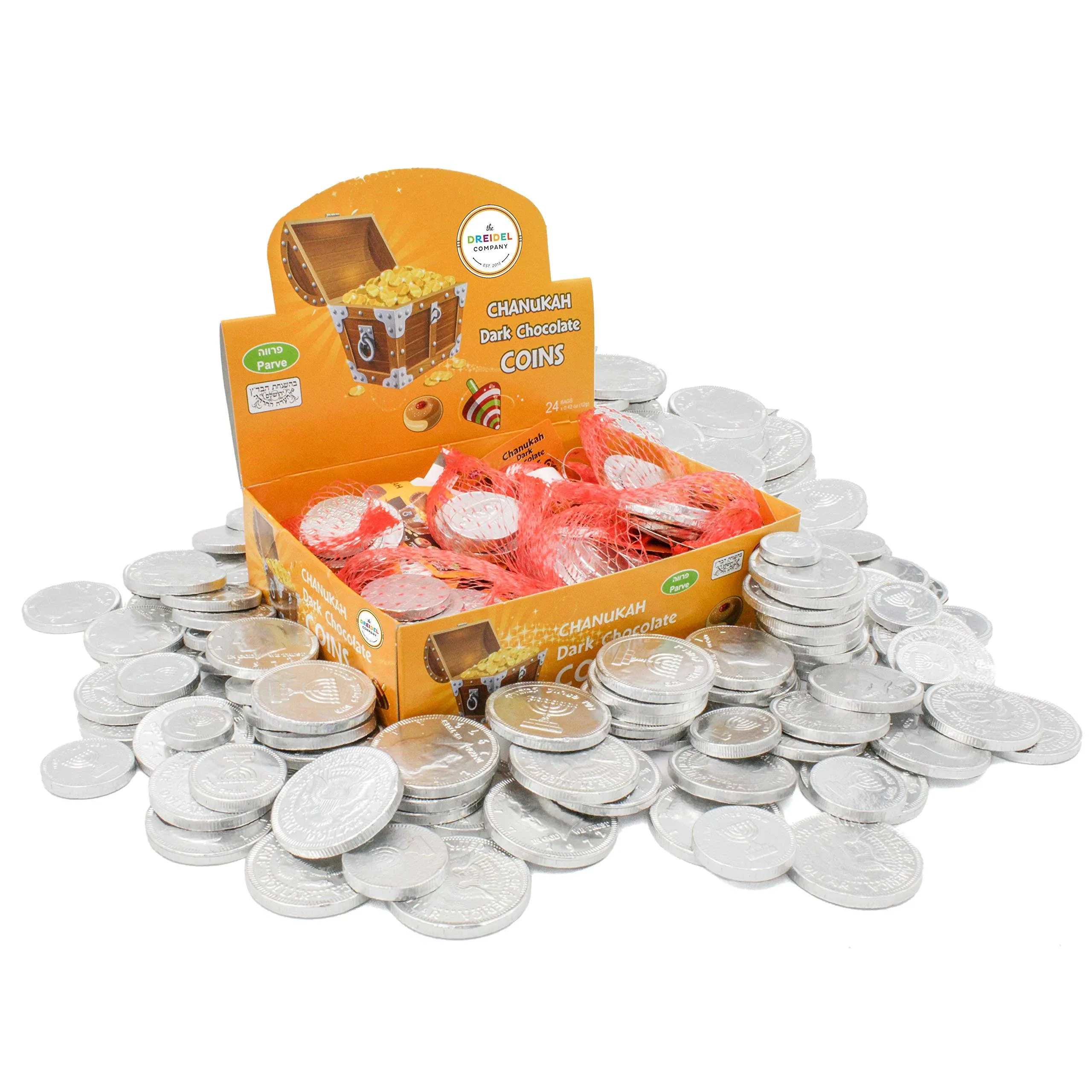 Hanukkah Gelt Dark Chocolate Coin Bulk Kosher Candy Coins Decorations 12 ct