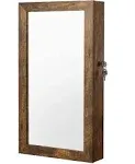 Lockable Jewelry Cabinet Armoire with Mirror, Wall-Mounted Space Saving Jewelry