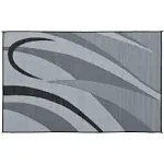 Mings Mark GA1 Graphic Reversible Patio Mat Black Silver 8 ft x 12 ft