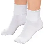 Buster Brown Women's 100% Cotton Fold Over Socks, White, L - 3 pairs