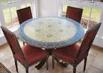 LAMINET - Elite Elastic Edged Print Table Pad - Mosaic Blue - Small Round - Fits Tables Up to 44 inch Diameter - The Ultimate Protection for Your