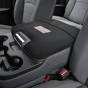 ISSYAUTO American Flag Center Console Cover Compatible with 2013-2018 Ram 1500 & 2013-2024 Ram 2500/3500/1500 Classic Model, Only for Jump Seat Console, USA Flag Embroidered Armrest Cover, with Pocket