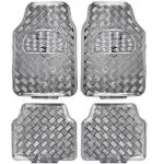 BDK Universal Fit 4-Piece Metallic Design Car Floor Mat - (Silver) (MT-641-SL)