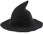 Edoneery Halloween Witch Hat for Women Wide Brim Foldable Pointed Cap for Halloween Party Costume Accessory