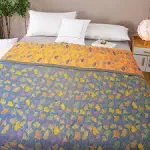 Ginkgo Leaf Pattern Cotton Reversible Quilt Lightweight 79&#039;&#039;W*91&#039;&#039;L Orange