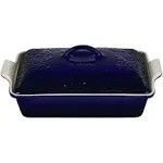 Le Creuset Olive Branch Collection Heritage Rectangular Casserole | Stoneware Indigo, 4 qt.