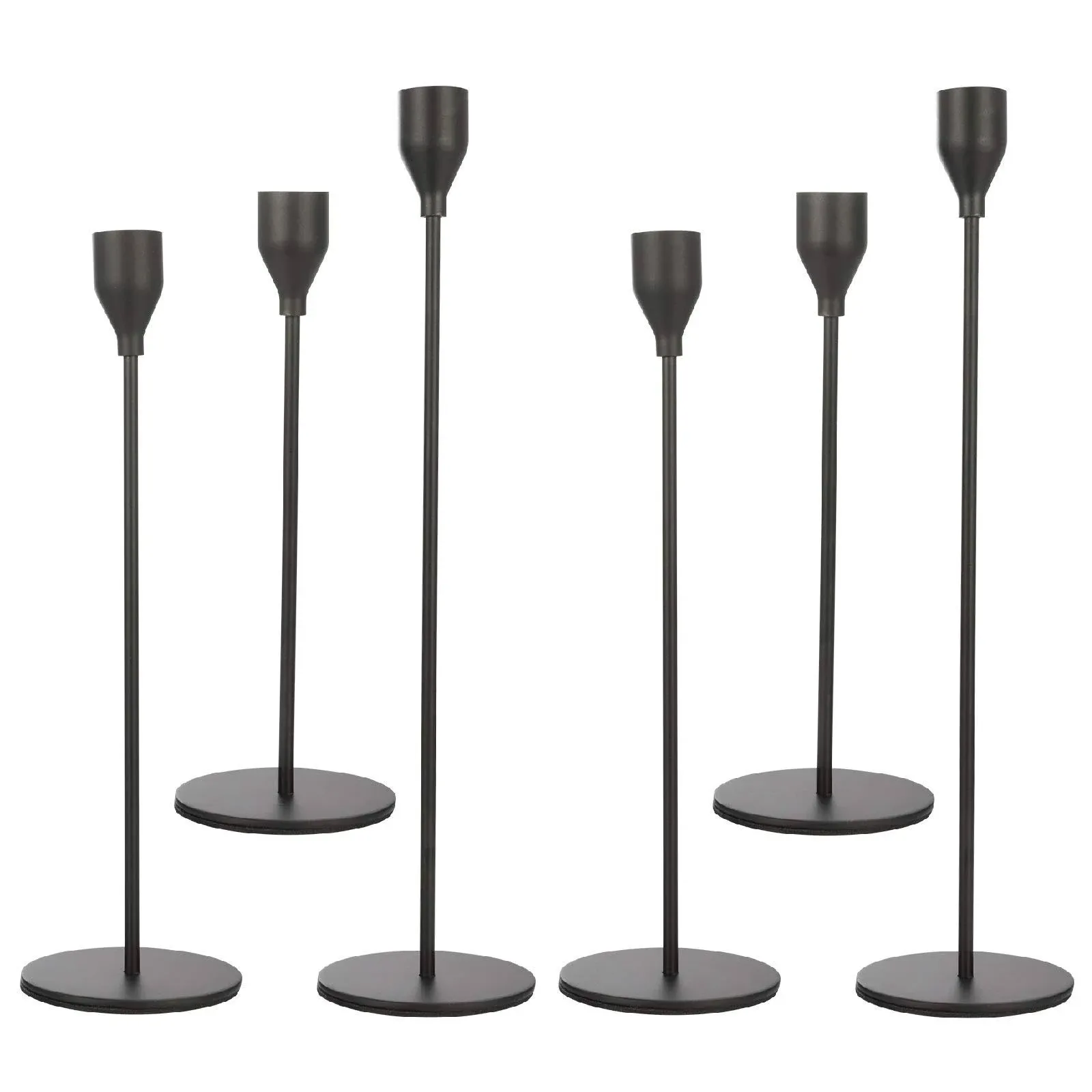 Anndason Set of 6 Black Taper Candle Holders Decorative Candlestick Holder for Home Decor, Wedding, Dinning, Party, Anniversary (Black)