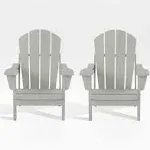 WestinTrends All-Weather Contoured Outdoor Poly Folding Adirondack Chair (Set of 2) Sand