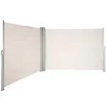 236 in. x 71 in. Beige Retractable Rust-Proof Patio Sunshine Privacy Divider Wind Screen for Courtyard