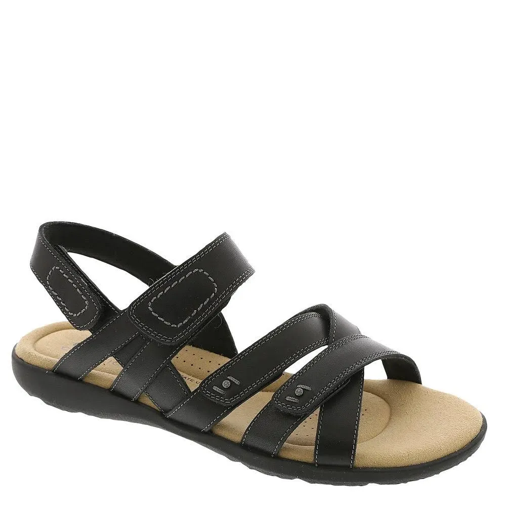 Clarks Women's Elizabelle Gem Flat Sandal, Black Leather, 8.5