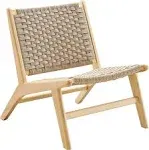 Modway Saoirse Woven Rope Wood Accent Lounge Chair - Natural Natural