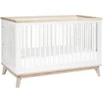 Babyletto Scoot 3-in-1 Convertible Crib with Toddler Conversion Kit White/Washed Natural