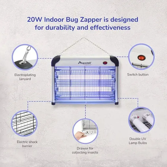 Aspectek 20W Electronic Indoor Insect Killer, Bug Zapper, Mosquito Kill