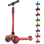 Allek Kick Scooter B03, Lean 'n Glide 3-Wheeled Push Scooter with Extra Wide PU Light-Up Wheels, Any Height Adjustable Handlebar and Strong Thick