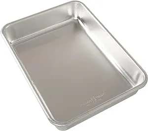 Nordic Ware Natural Aluminum Commercial Rectangular Cake Pan, Exterior dimensions 12.9 x 9.5 x 2.5 inches and interior dimensions 12.1 x 8.8 x 2.5 inches