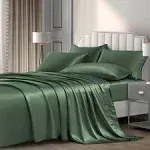 P Pothuiny 6 Pieces Satin Sheets Luxury Silky Satin Bedding Sheet Set