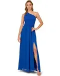 Adrianna Papell One-Shoulder Chiffon Gown - Violet Cobalt