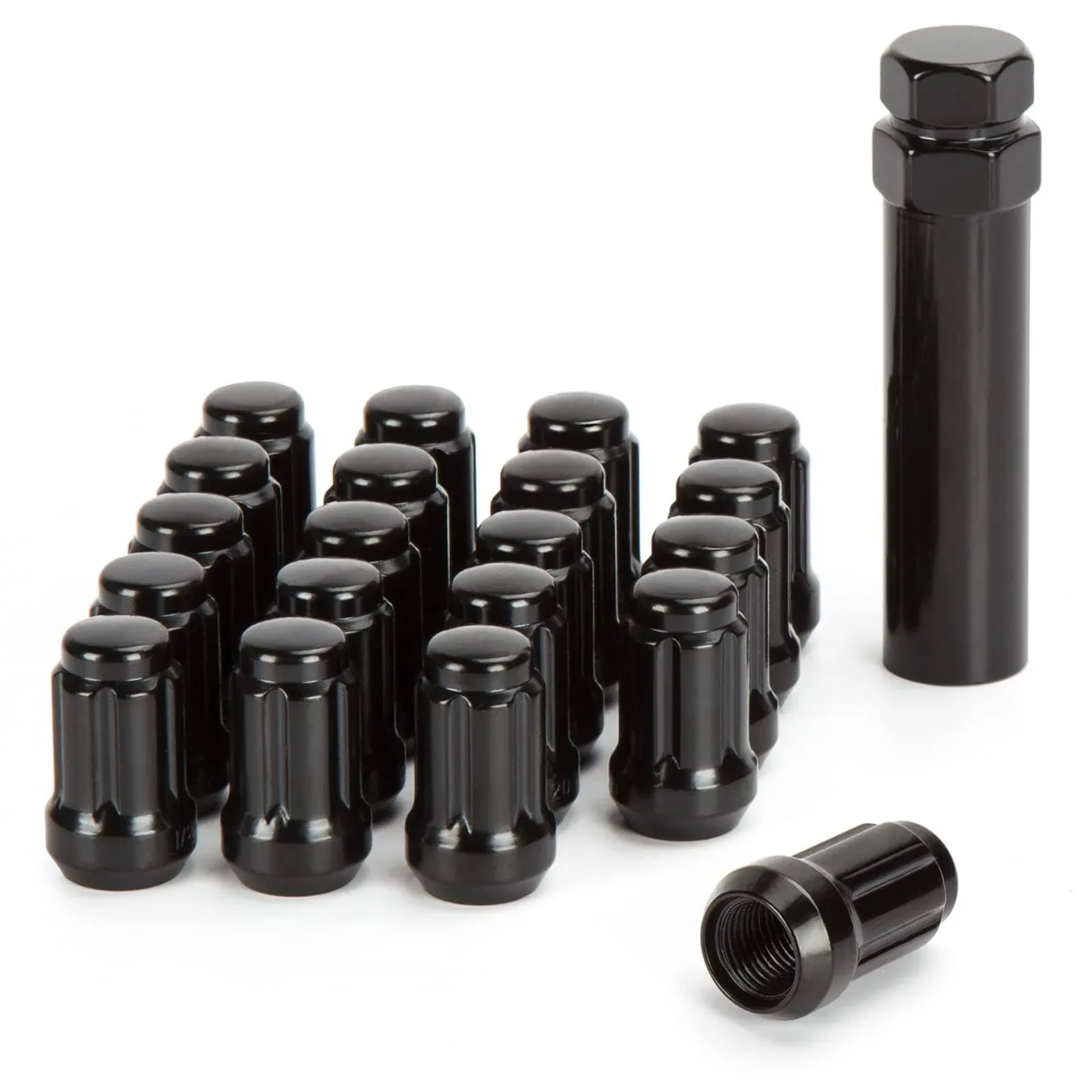 Dynofit M12X1.5 Wheel Lug Nuts Black, (20+1)12mmx1.5 Spline Lugnuts Aftermarket ...