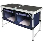 Campland Outdoor Folding Table Aluminum Lightweight Height Adjustable with Storage Organizer for BBQ, Party, Camping