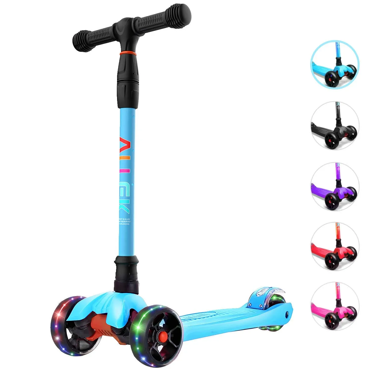 Kick Scooter B02, Lean &#039;N Glide Scooter with Extra Wide PU Light-Up Wheels and 4