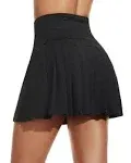 Pleated Tennis Skirts for Women with Pockets Build in Shorts Golf Skirt High Waisted Sport Athletic Running Activewear Black