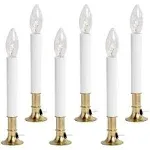 Creative Hobbies Electric Window Candle Lamp with Brass Plated Base, Dusk to Dawn Sensor Turns Candle on in Dark and Off in Light, Ready to Use! | 6 Pack