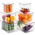 Sorbus Organizer Bins with Lids, Kitchen Pantry Organization Storage Acrylic Bins - 6-Pack - Clear