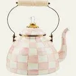 MacKenzie-Childs Rosy Check 3 Quart Tea Kettle