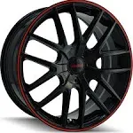 TOUREN® - TR60 3260 Black with Red Ring (16&quot; x 7&quot;, +42 Offset, 5x114.3 Bolt Pattern, 72.62mm Hub)