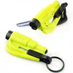 Resqme Pack of 2, The Original Emergency Keychain Car Escape Tool, 2-in-1 Seatbelt Cutter and Window Breaker, Made in USA, Safety Yellow