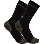 Carhartt Men's Midweight Cotton Blend Steel Toe Boot Socks - Black - 2 Pack