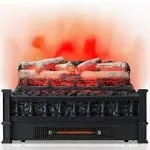 Tangkula 20" Electric Fireplace Log Set Heater with Adjustable Temp Overheating Protection Realistic Birch Wood Ember Bed