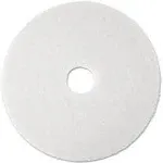 3M Super Polish Floor Pad 4100, 17", White, 5/Carton