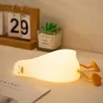 Lying Flat Duck Night Light, LED Squishy Duck Lamp, Cute Light Up Duck, Silicone Dimmable Nursery Nightlight, Rechargeable Bedside Touch Lamp for Sleeping with 20mins Timer, Finn The Duck